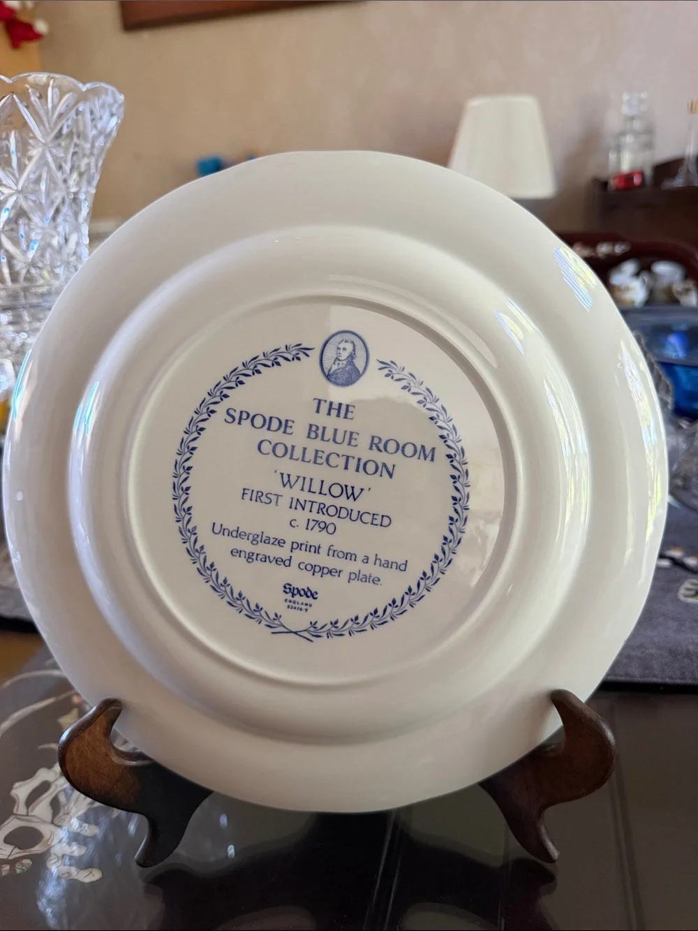 Spody Willow Blue and White Transferware Dinner Plate 10.5”